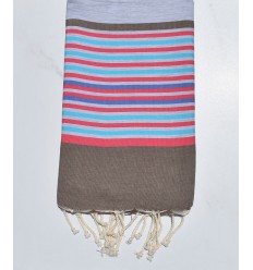 Fouta 5 couleurs gris clair, bistre, rose, bleu azur et indigo 