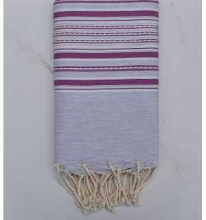 Fouta arabesque gris clair et mauve byzantin 