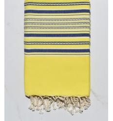 Fouta arabesque jaune fluo et bleu 