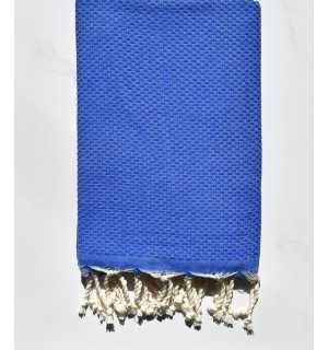 FOUTA Nid d'abeille unie bleu 