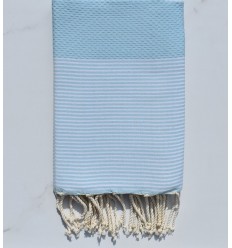 Fouta nid d'abeille bleu pastel 