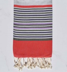 Fouta 5 couleurs gris, rouge, vert militaire, violet et parme 