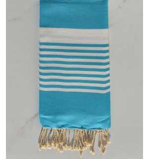 Fouta arthur bleu azur avec rayures Fouta Tunisia - 1 2