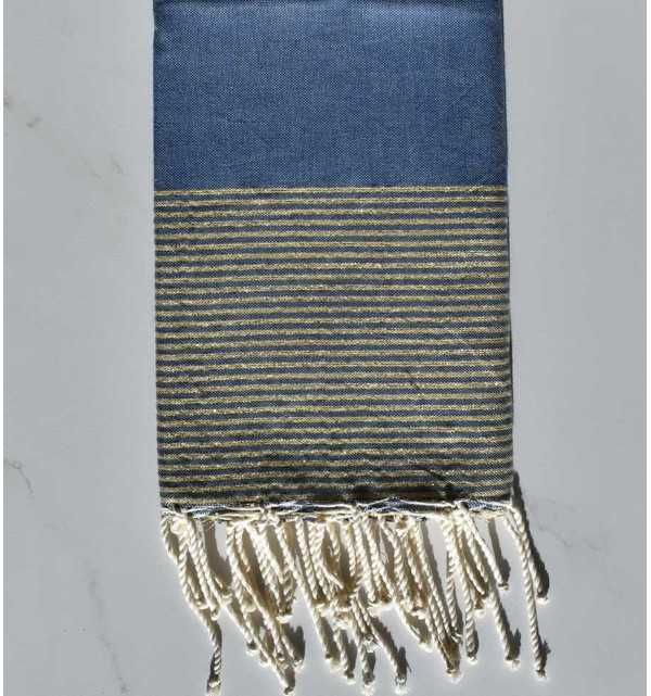 Fouta lurex bleu jean 