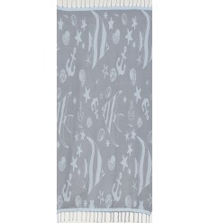 Fouta jacquard étoile de mer bleu horizon et bleu dragée 