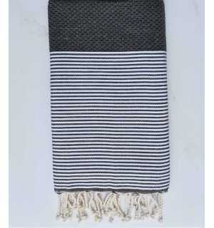 fouta nid d'abeille gris ardoise avec fil lurex 