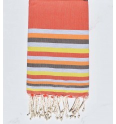 Fouta Plate orange,gris,chair,marron et jaune 