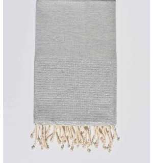 fouta plate gris clair  avec fil lurex  argenté 