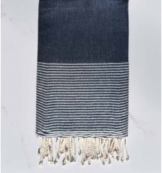 Fouta plate lurex bleu de minuit 