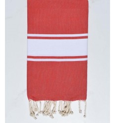 Fouta Plate rouge corail  - 1