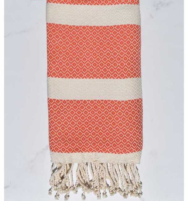 Fouta chevron orange et écru Fouta Tunisia - 1