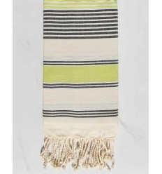 Fouta dina blanc crème, vert prairie et anthracite Fouta Tunisia - 1