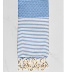 Fouta nid d'abeille bleu cæruleum Fouta Tunisia - 1