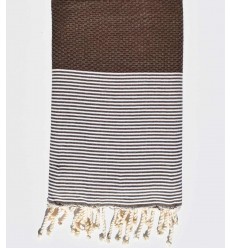 Fouta nid d'abeille marron Fouta Tunisia - 1