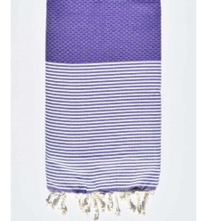 FOUTA NID D'ABEILLE Violet rayée blanc Fouta Tunisia - 1