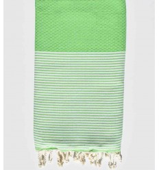 Fouta nid d'abeille vert printemps Fouta Tunisia - 1