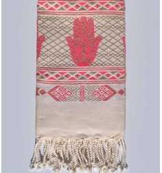 Fouta khomsa rose fushia Fouta Tunisia - 2 2