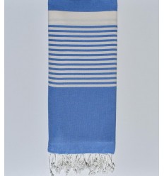 Jeté bleu barbeau avec rayures Fouta Tunisia - 1