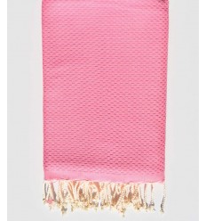 FOUTA nid d'abeille unie rose Fouta Tunisia - 1