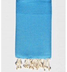 FOUTA nid d'abeille unie bleu dragée Fouta Tunisia - 1