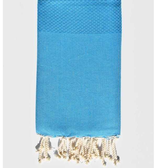 FOUTA nid d'abeille unie bleu dragée Fouta Tunisia - 1