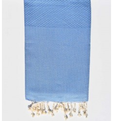 FOUTA nid d'abeille unie bleu moyen Fouta Tunisia - 1