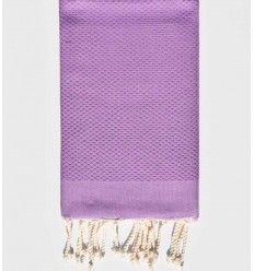 Serviette de plage nid d'abeille unie améthyste clair Fouta Tunisia - 1