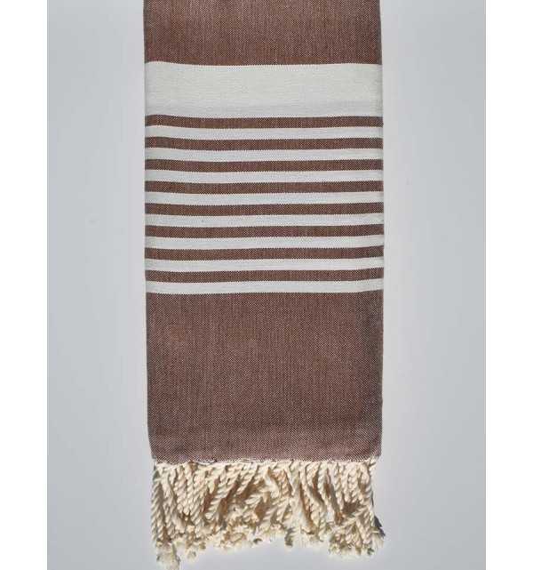 serviette de plage arthur marron noisette Fouta Tunisia - 2