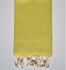 Serviette de plage unie couleur jaune canari Fouta Tunisia - 1