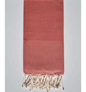 Fouta nid d'abeille unie ocre orange  - 4