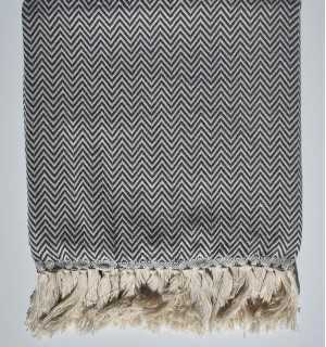 Plaid gris ardoise Fouta Tunisia - 1