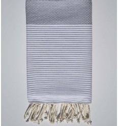 Fouta nid d'abeille gris souris Fouta Tunisia - 1