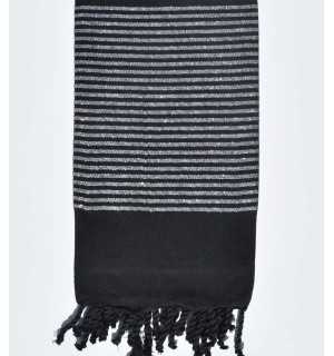 Fouta déco noir avec fil lurex argenté Fouta Tunisia - 1