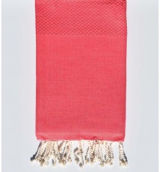 Serviette de plage unie rose cerise Fouta Tunisia - 1