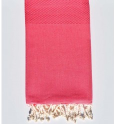 Serviette de plage unie rose vif clair Fouta Tunisia - 1