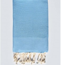 Serviette de plage unie bleu pastel Fouta Tunisia - 1