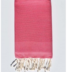 Serviette de plage unie rose bonbon moyen Fouta Tunisia - 1