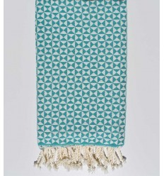 Serviette de plage papillon bleu vert sarcelle Fouta Tunisia - 1