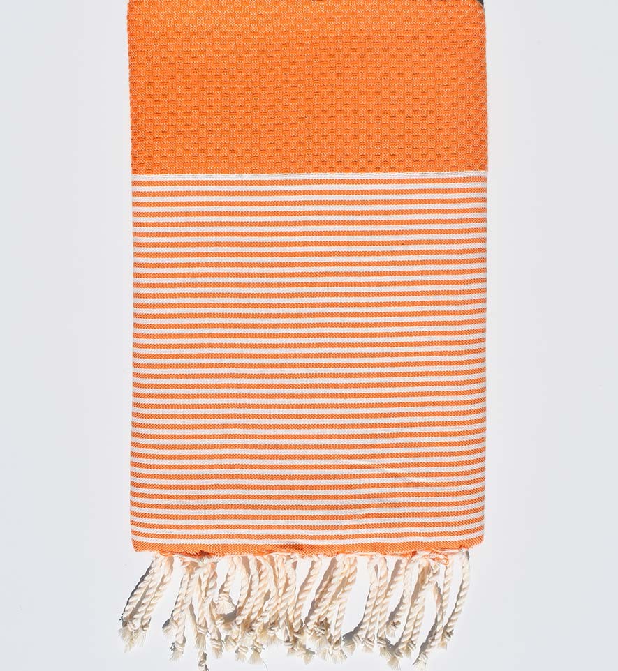 Serviette de plage nid d'abeille orange tangerine  - 1