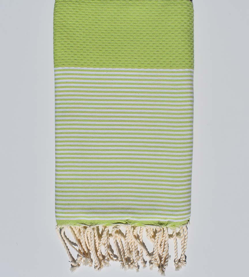 Serviette de plage nid d'abeille vert pistache Fouta Tunisia - 1