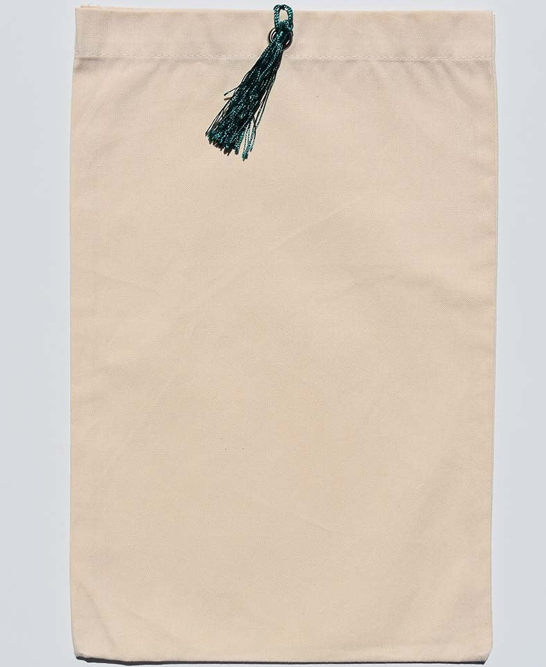 Pochette fouta beige clair nœud pompon bleu sarcelle Fouta Tunisia - 1