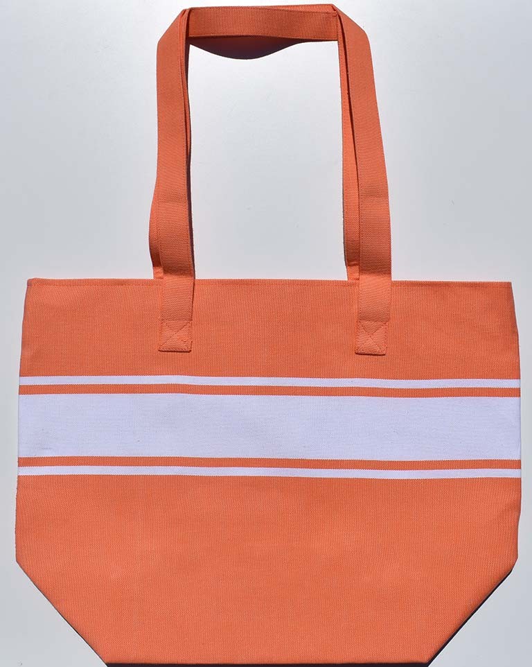 Sac de plage fouta orange corail Fouta Tunisia - 1