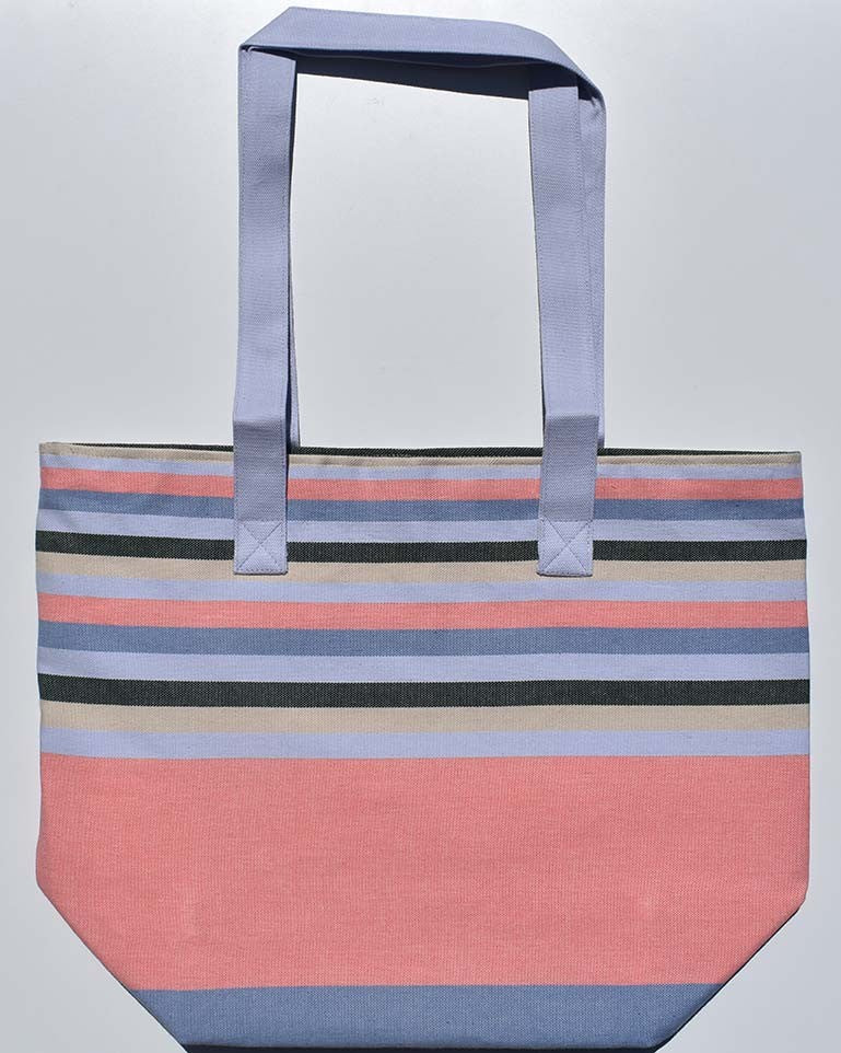 Sac de plage 5 couleurs incarnadin pervenche, beige, vert forêt et bleu guède avec bandoulière pervenche Fouta Tunisia - 1