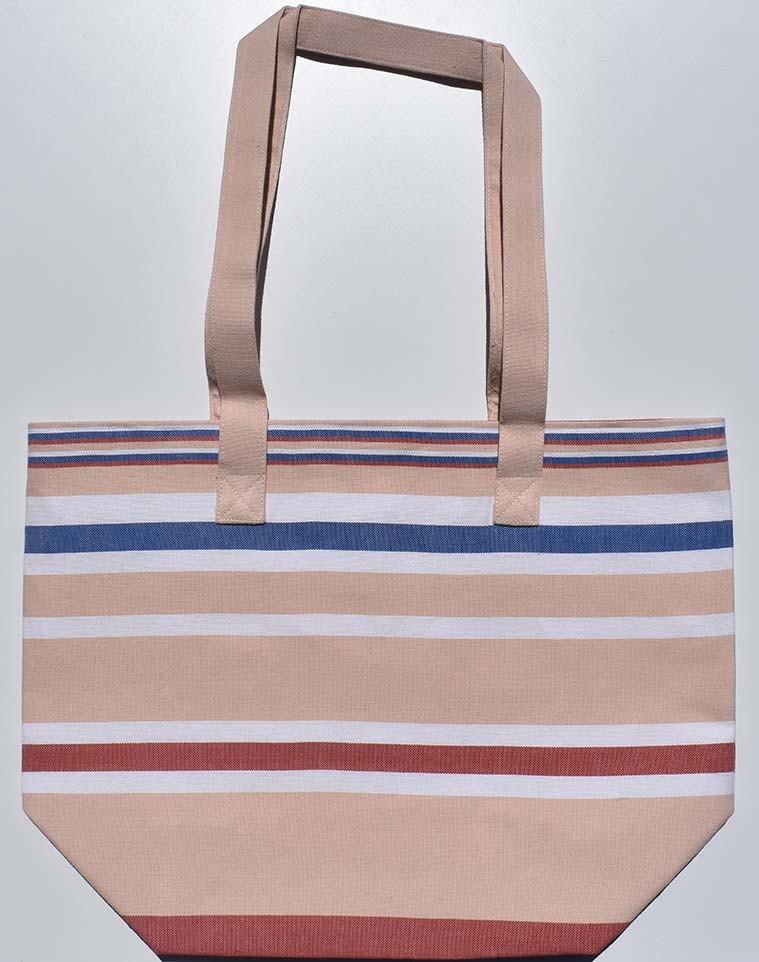 Sac de plage chair, blanc, rouge carmin et bleu Fouta Tunisia - 1