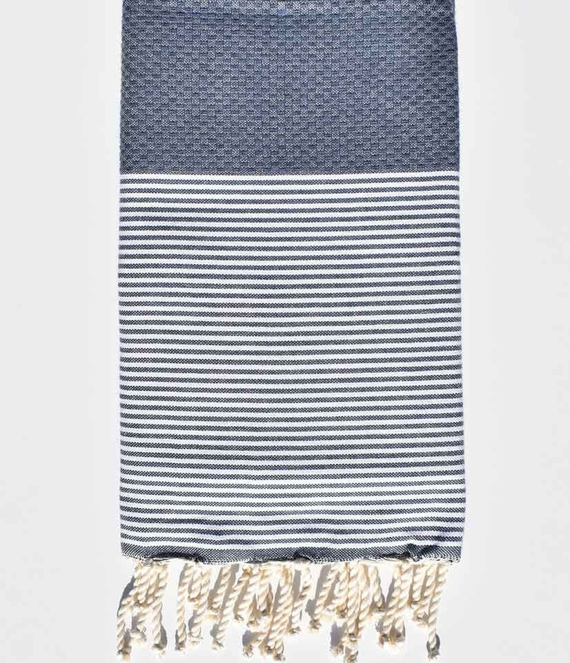 Fouta nid d'abeille bleu turquin  - 1