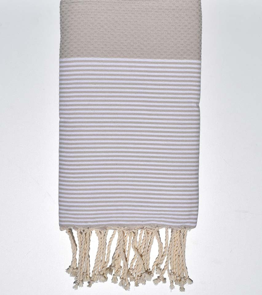 Serviette de plage nid d'abeille tourtelle clair  - 1