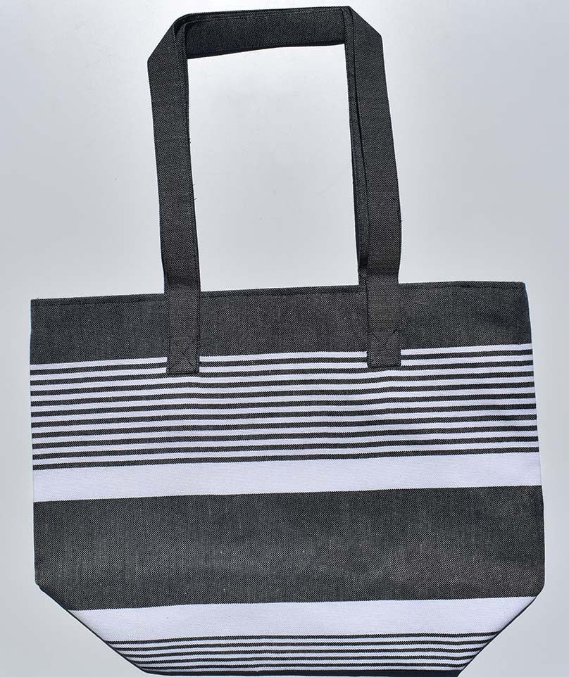 Sac de plage arthur bleu jean foncé et blanc Fouta Tunisia - 1