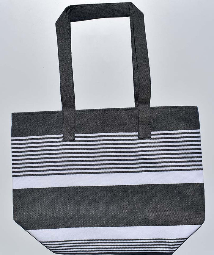 Sac de plage arthur bleu jean foncé et blanc Fouta Tunisia - 1