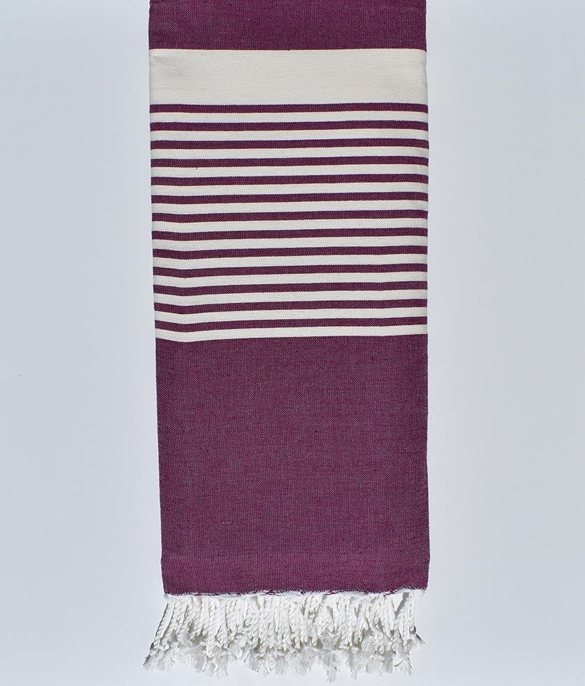 Jeté Plate violet avec rayures crème  - 1