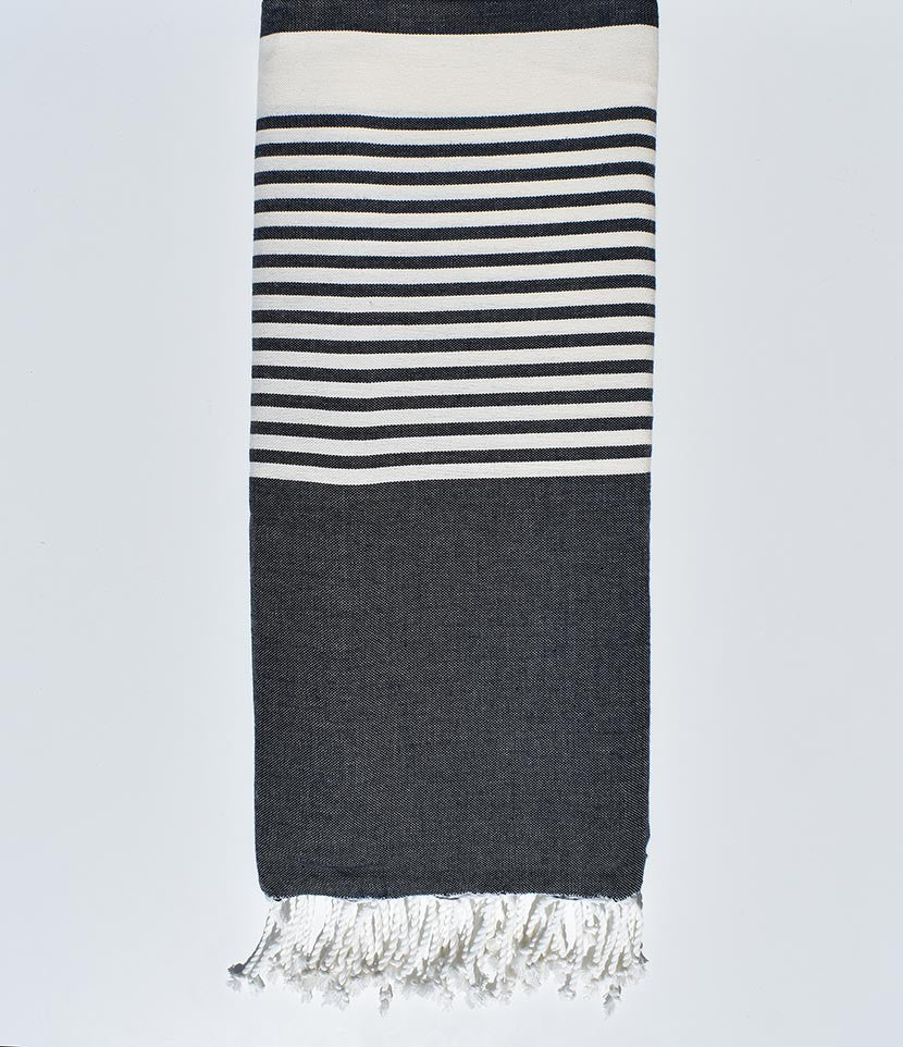 Jeté Bleu jean avec rayures Fouta Tunisia - 1